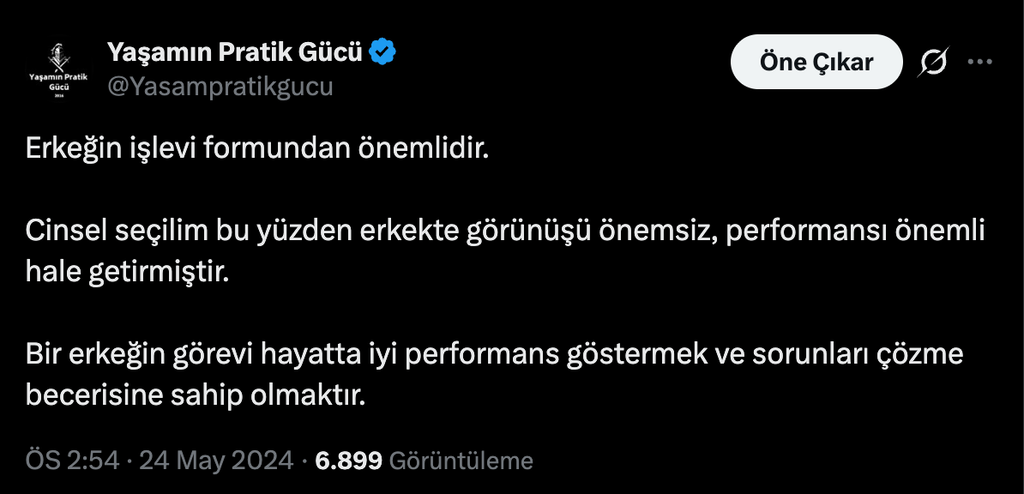 Erkeğin İşlevi Görünüşünden Önemlidir