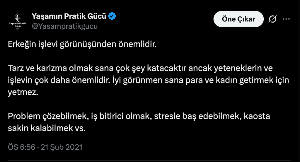 Erkeğin İşlevi Görünüşünden Önemlidir